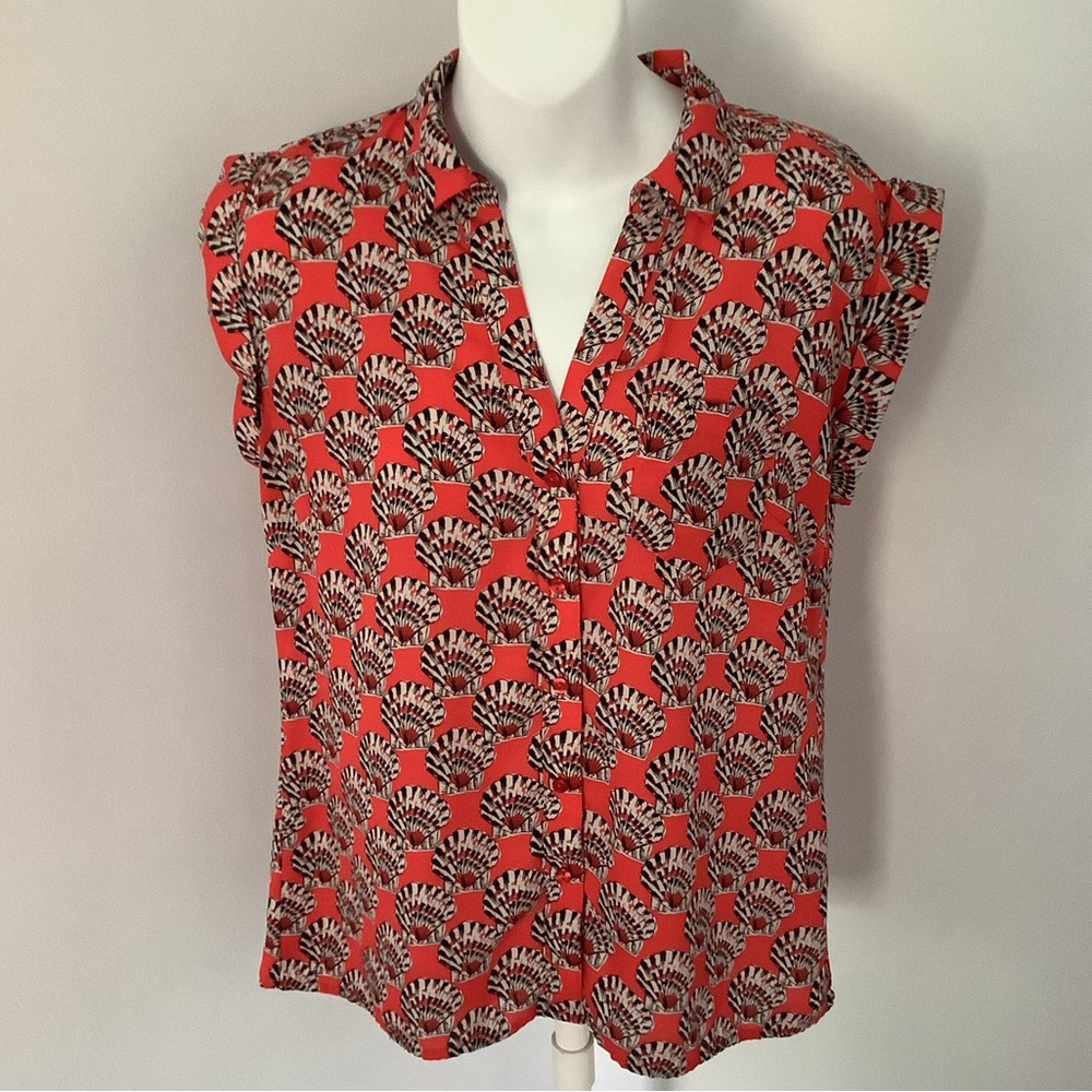 The Limited Ashton Cap Sleeve Seashell Buttondown Blouse Sz. S